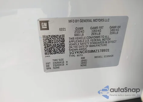 2021 Cadillac Xt5 Fwd Premium Luxury from USA, damaged, VIN 1GYKNCRS8MZ178931